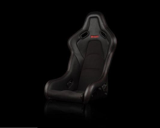 Braum Racing Falcon S Series Fixed Back Racing Seat - (Black Alcantara | Red Stitching)