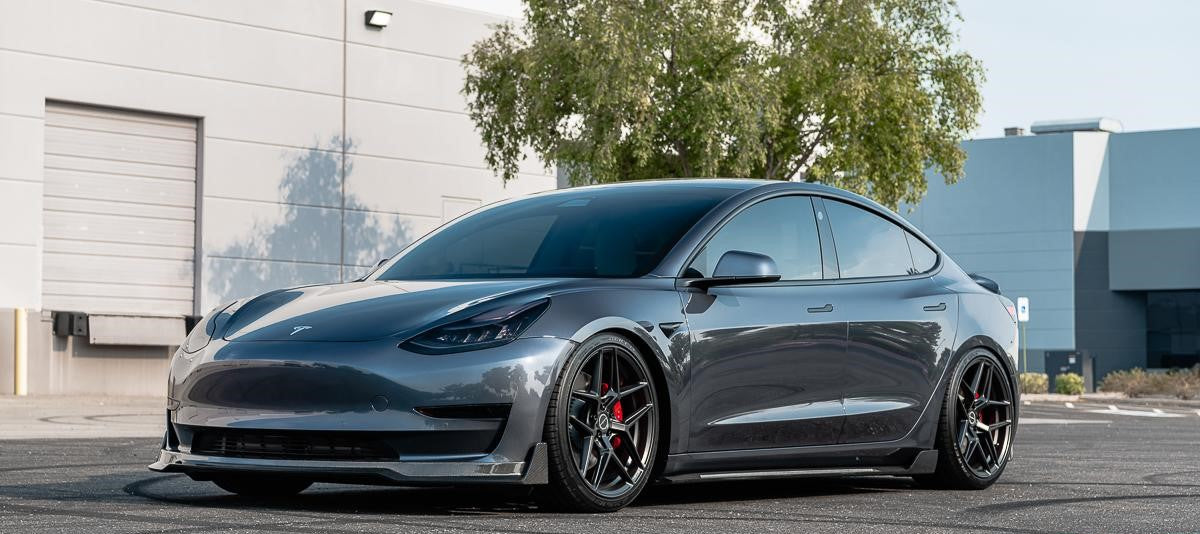 VR Aero Gloss Carbon Fiber Front Lip Spoiler Tesla Model 3 2018+