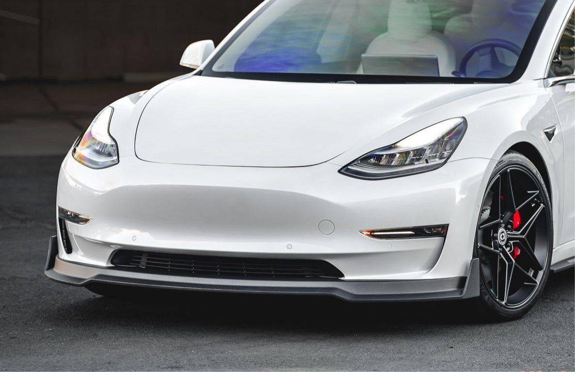 VR Aero Matte Carbon Fiber Front Lip Spoiler Tesla Model 3 2018+