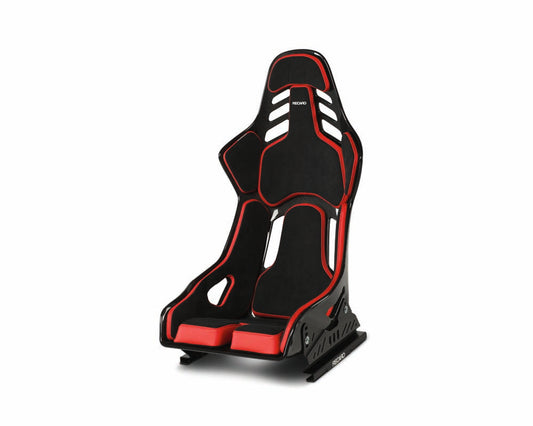 Recaro Carbon Fiber Dynamic Podium Seat Alcantara Black | Leather Red Right Hand Large