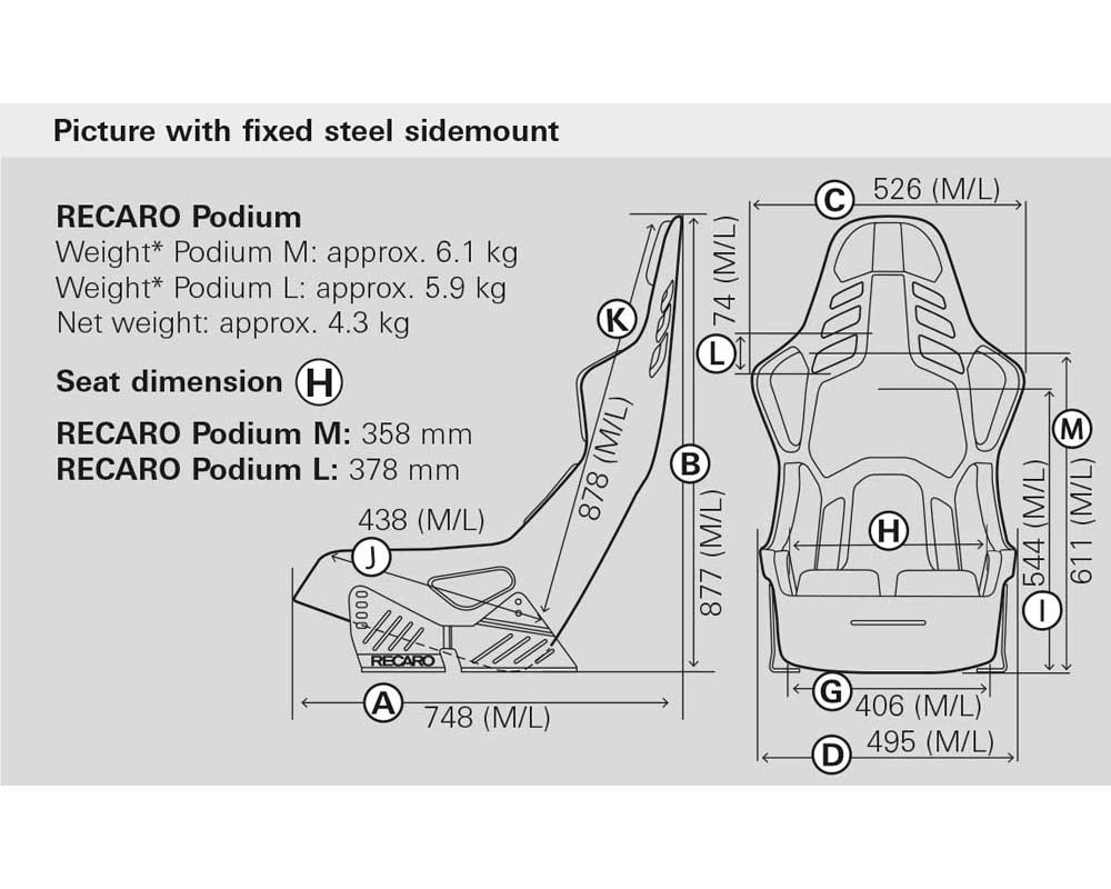 Recaro Carbon Fiber Dynamic Podium Seat Alcantara Black | Leather Red Right Hand Large