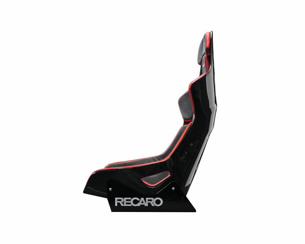 Recaro Carbon Fiber Dynamic Podium Seat Alcantara Black | Leather Red Right Hand Large